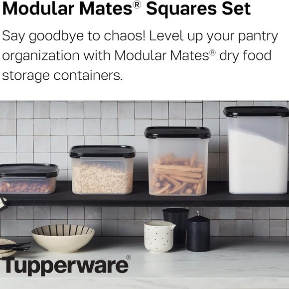 New Tupperware Modular Mates Square Set #1, 2, 3 & 4 Black (4-pc set) - Picture 3 of 6